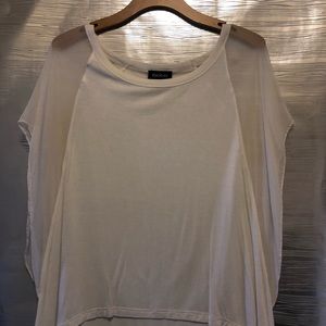 Bebe - White Sheer Sleeved Dressy Tee